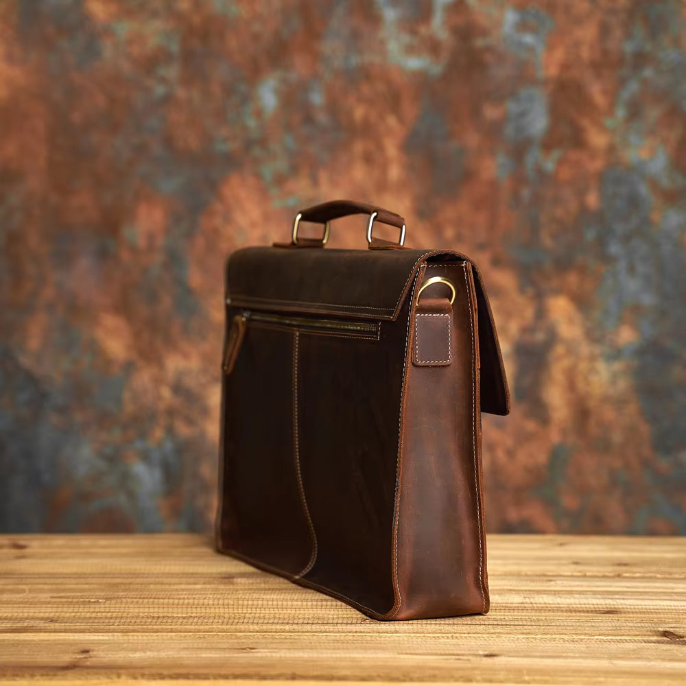 Liam | Retro Leder Crossbody Laptop Reis Messenger Handtasche