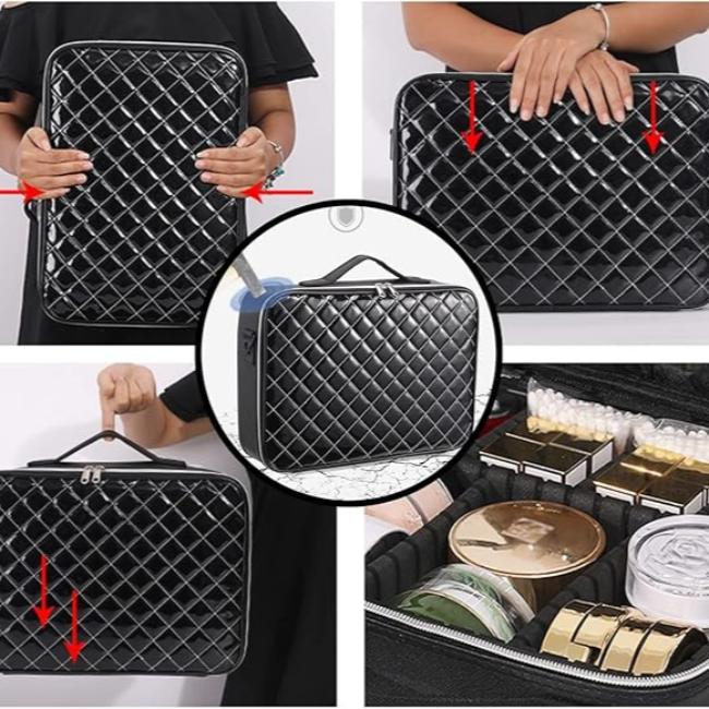 Barbara | Stilvolle und praktische Reise-Kosmetiktasche mit Rautenmuster