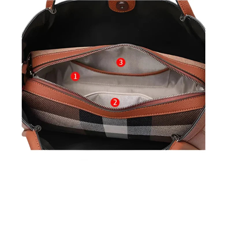 Sophia | Damen Leder Patchwork Große Crossbody Handtasche