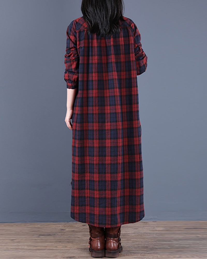 EMMA | Kariertes Langarm-Hemdkleid