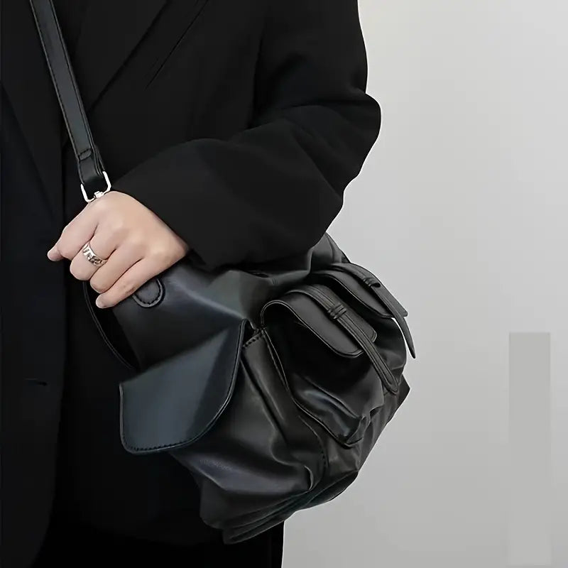 Ella | Große Kapazität Punk Leder Umhängetasche Motorrad