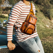 Liam | Vintage Rindsleder Leren Umhängetasche Reisetasche