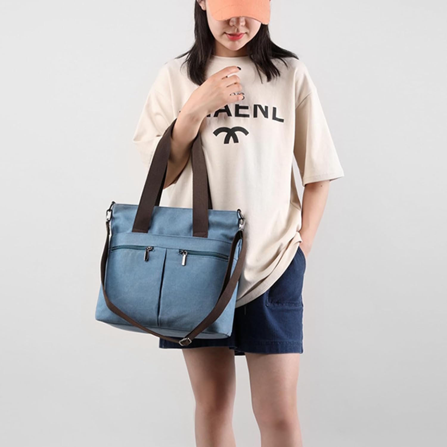 Lena | Canvas Schultertasche mit mehreren Fächern