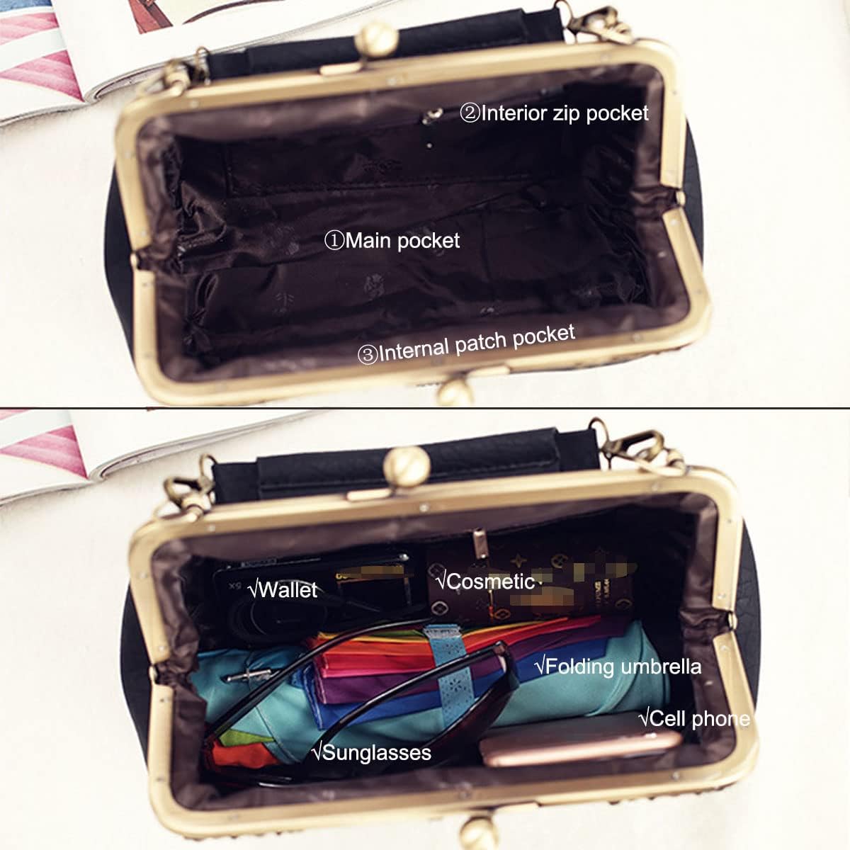 Isla | Vintage Kiss-Lock Umhängetasche