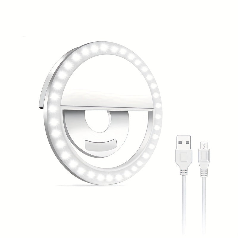 LED -Selfie -Ringlicht mit wiederaufladbarem Akku - Perfektes Kreislicht für Make -up und Fotografie, kompatibel mit Telefonen und Computern-1