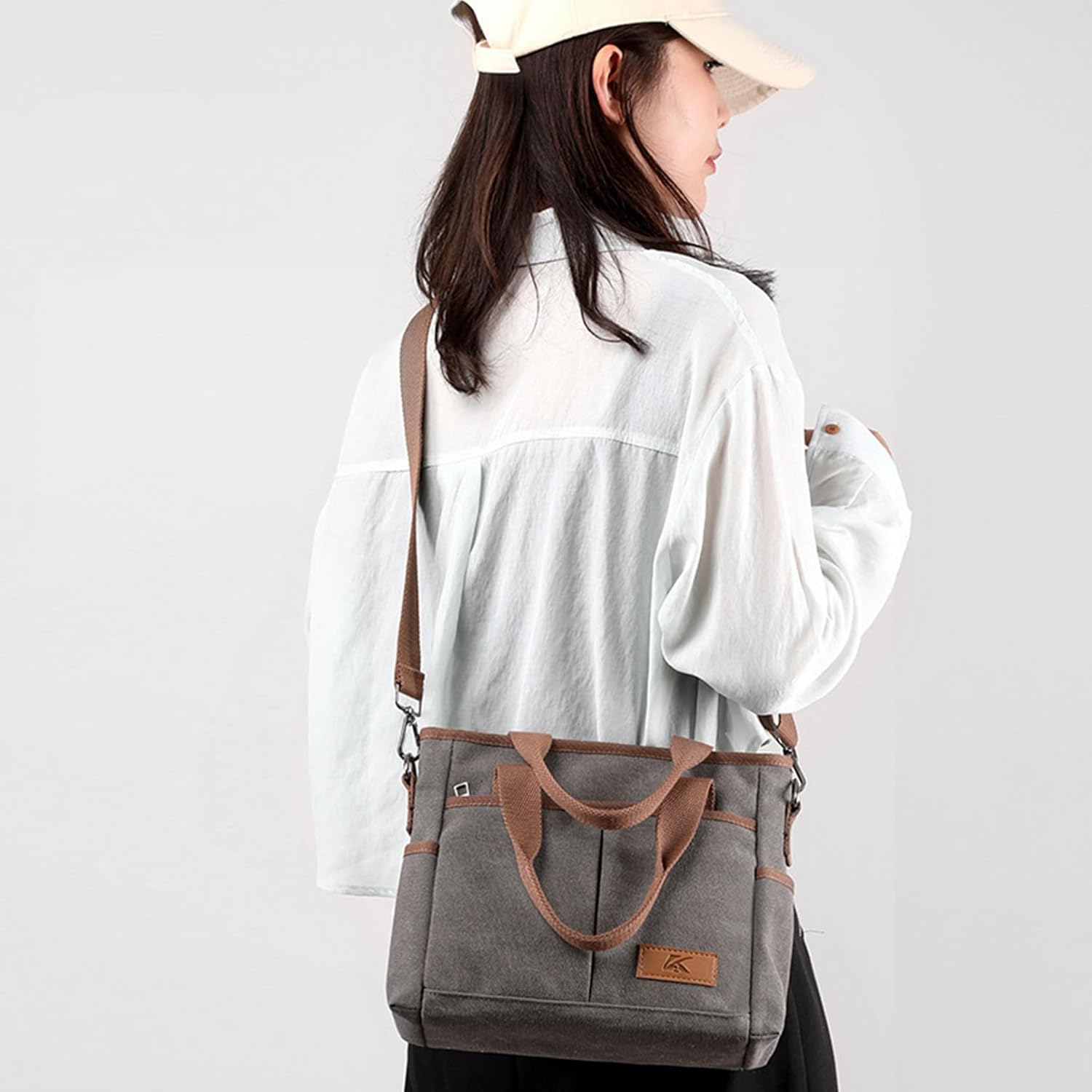 Adriana | Canvas Umhängetäschchen mit mehreren Fächern