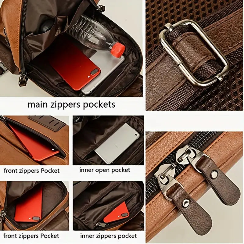 Noah | Reis Crossbody-Tasche aus PU-Leder mit Ladeanschluss