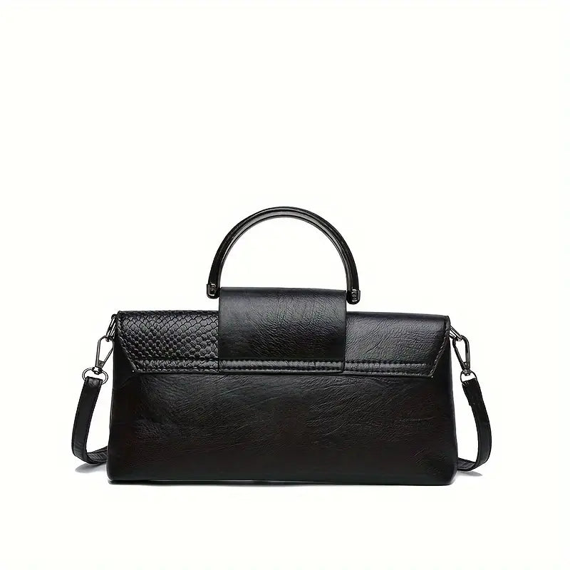 Clara | Retro Leder Schultertasche mit Krokodilmuster