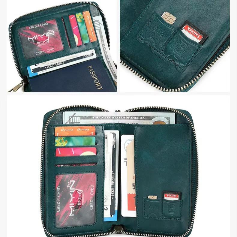 Samira | RFID-blockierender Reisepasshalter Reisegeldbörse mit Handgelenkband