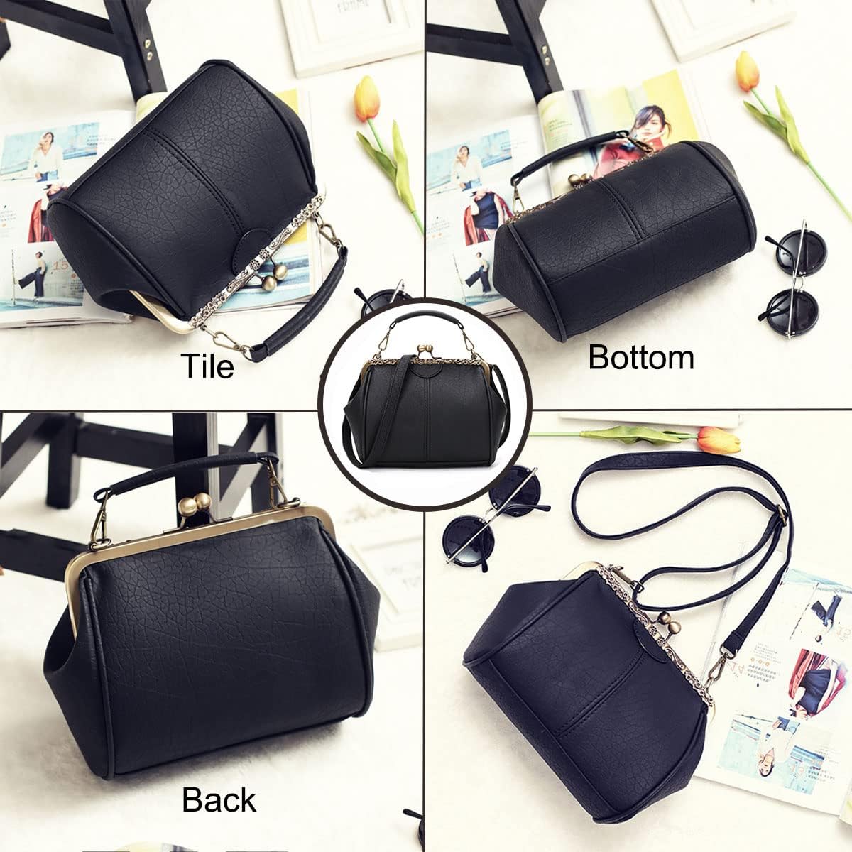 Isla | Vintage Kiss-Lock Umhängetasche