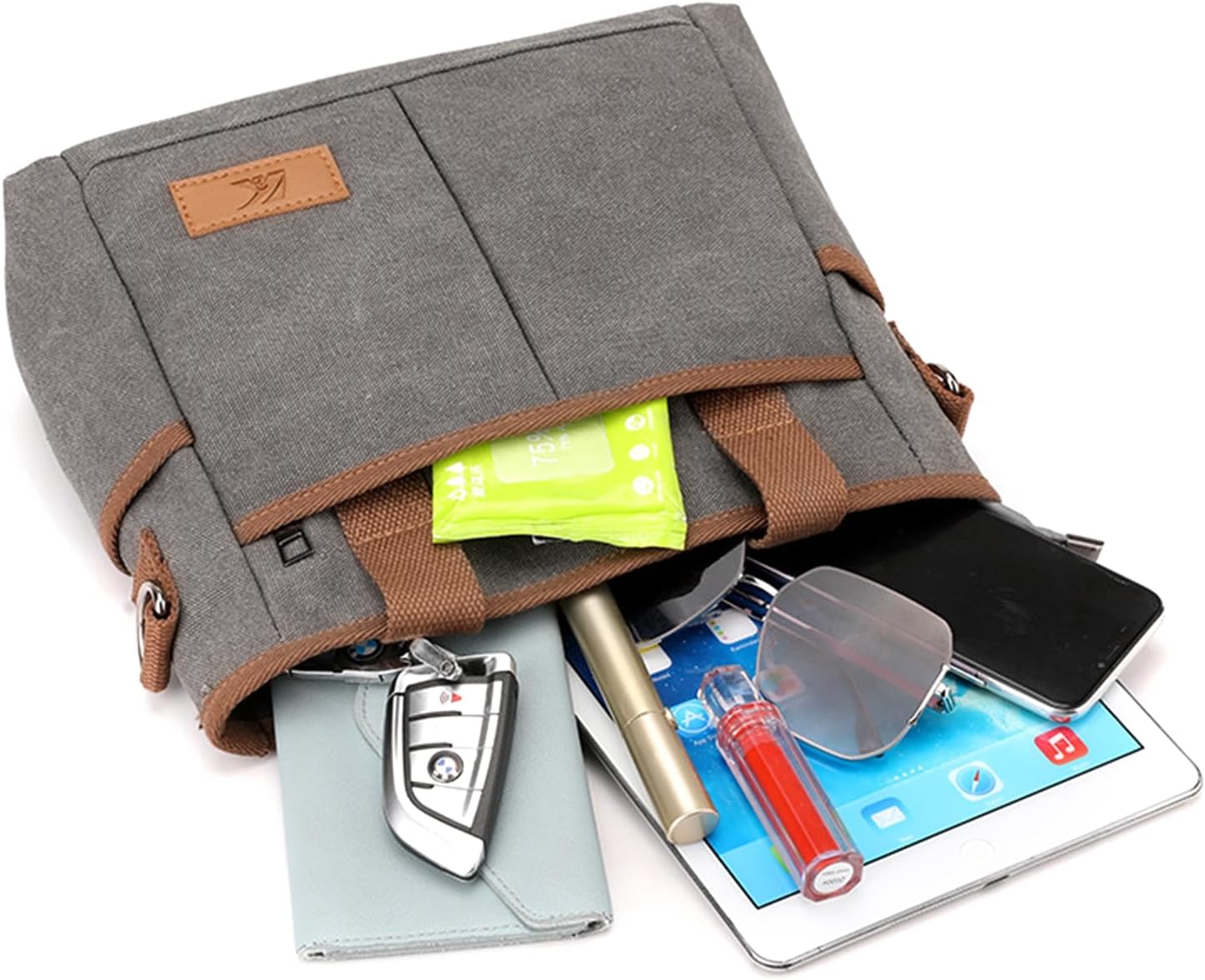 Adriana | Canvas Umhängetäschchen mit mehreren Fächern