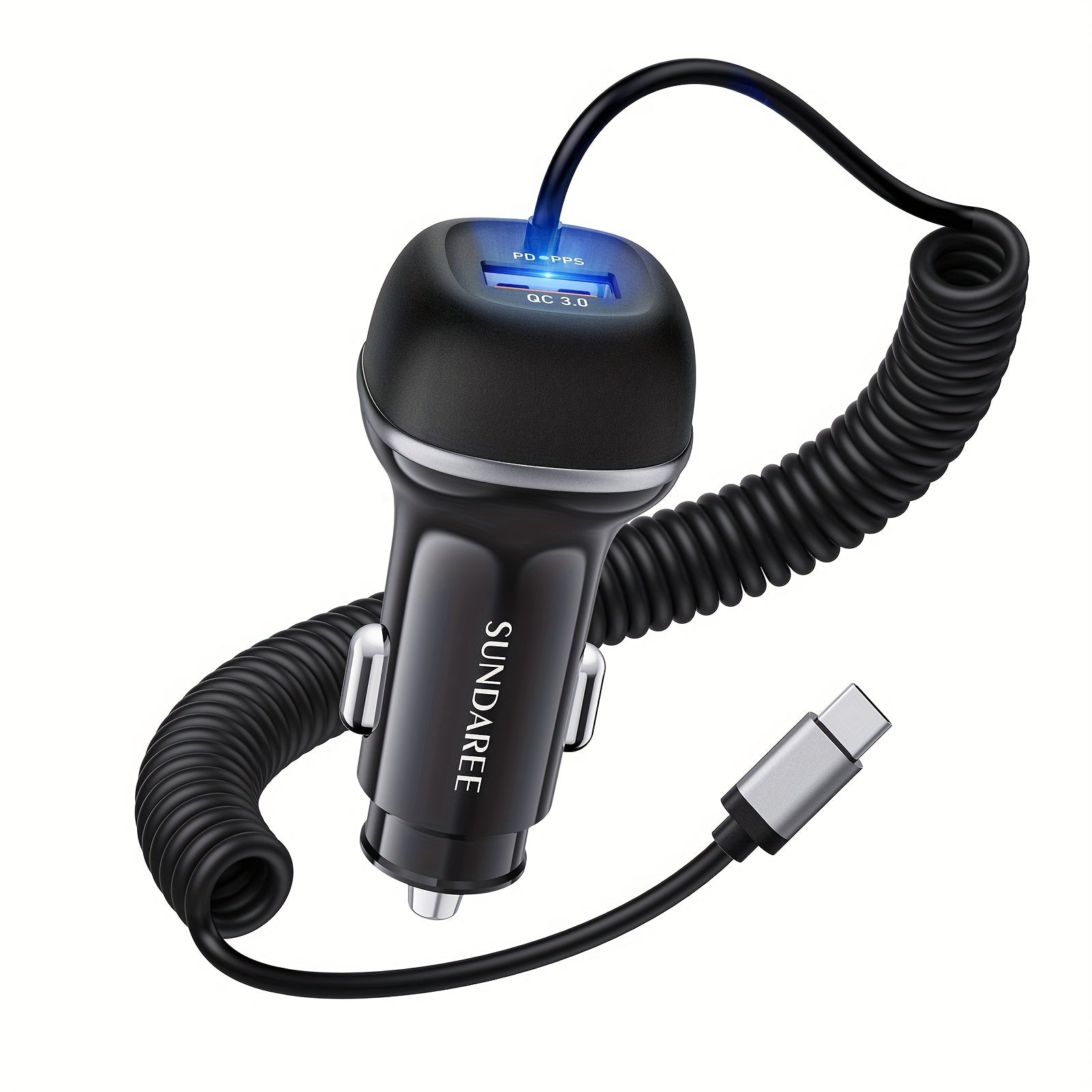 Schnelles USB-C-CAR-Ladegerät mit 51-W-Strom, 3 Ports und QC 3.0-Technologie für mehrere Geräteladungen-1