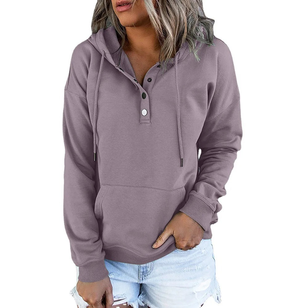 HANIA | Wolle Hoodie mit Knopf für Damen