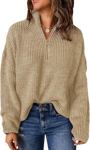 Yvonne | Eleganter Damenpullover mit V-Ausschnitt und Polokragen