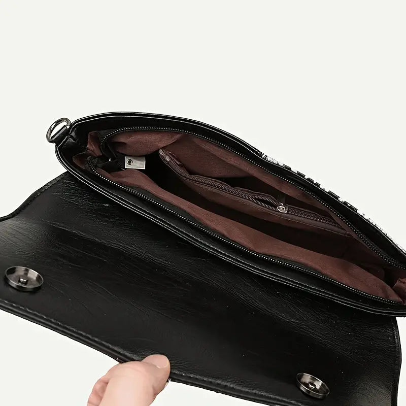 Clara | Retro Leder Schultertasche mit Krokodilmuster