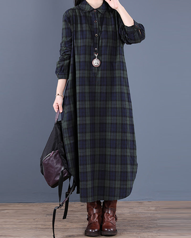 EMMA | Kariertes Langarm-Hemdkleid