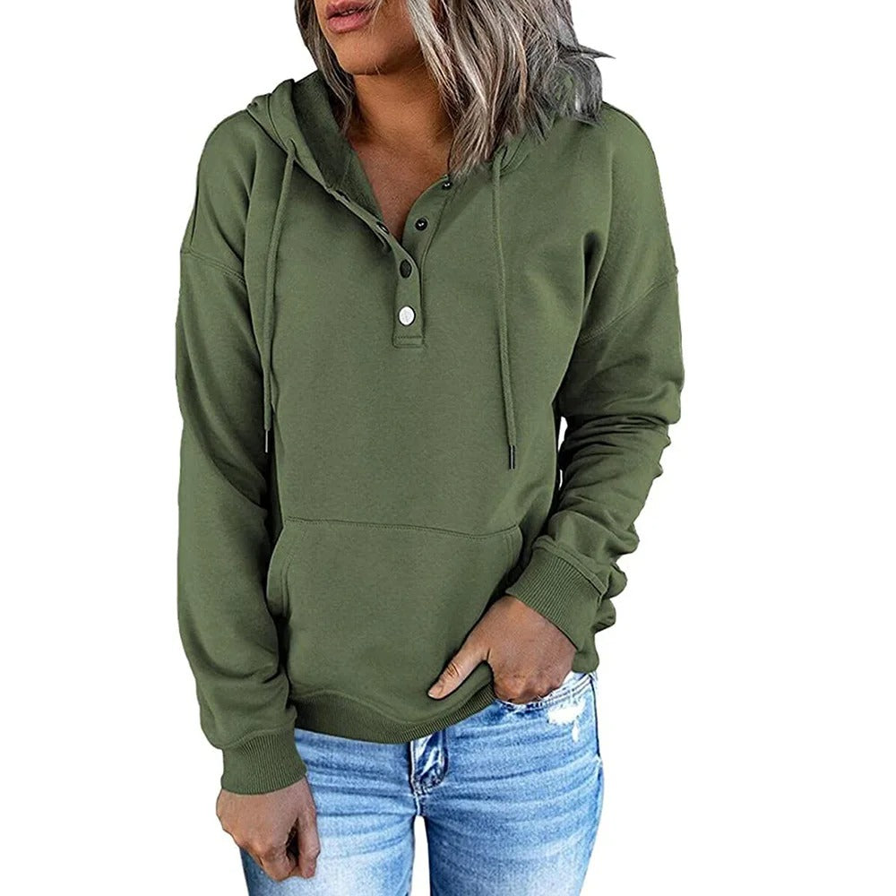 HANIA | Wolle Hoodie mit Knopf für Damen