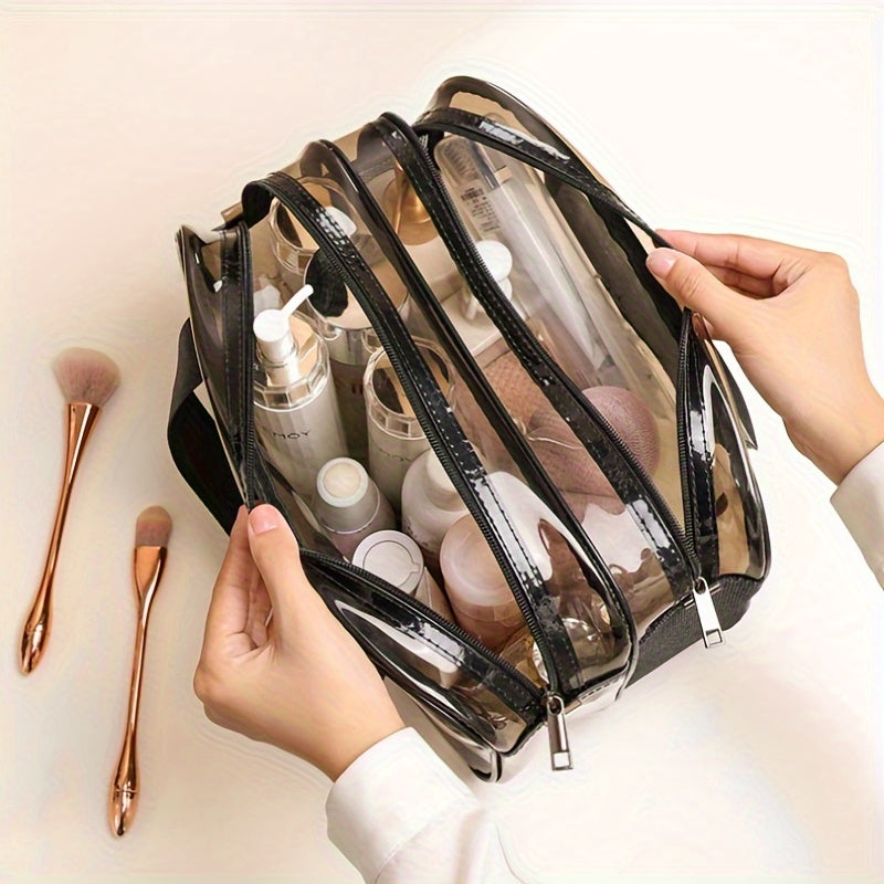 Clare | Klarer und praktischer Kosmetiktasche mit doppeltem Fach