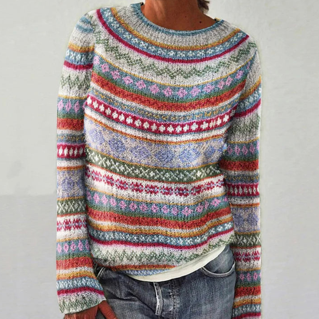 Emmi | Farbenfroher Damenpullover mit Langen Ärmeln für den Winter