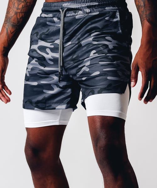  Herren -Fitness -Shorts mit Doppelschicht-1