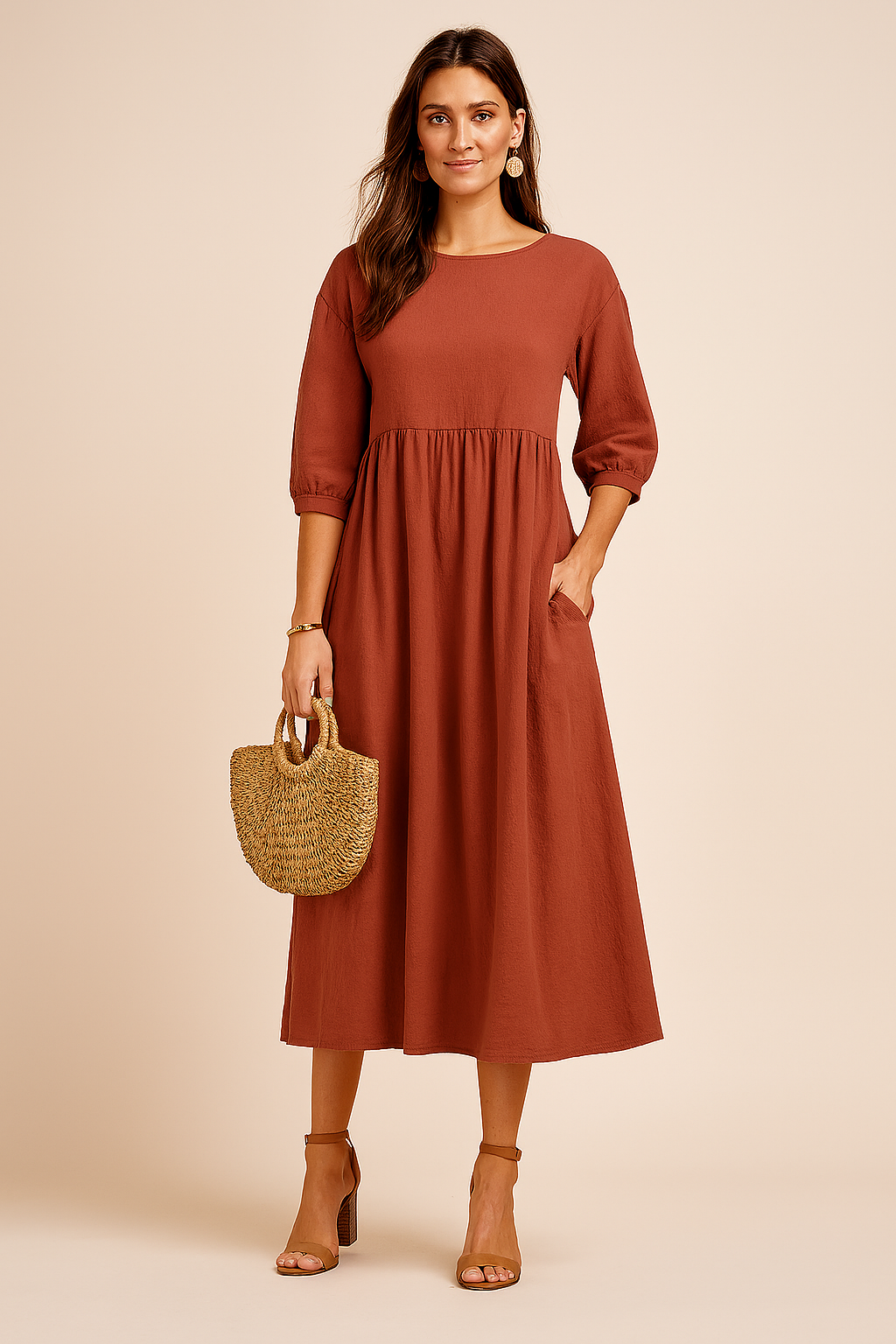 Amabel | Elegantes Midikleid mit 3/4-Ärmeln 8