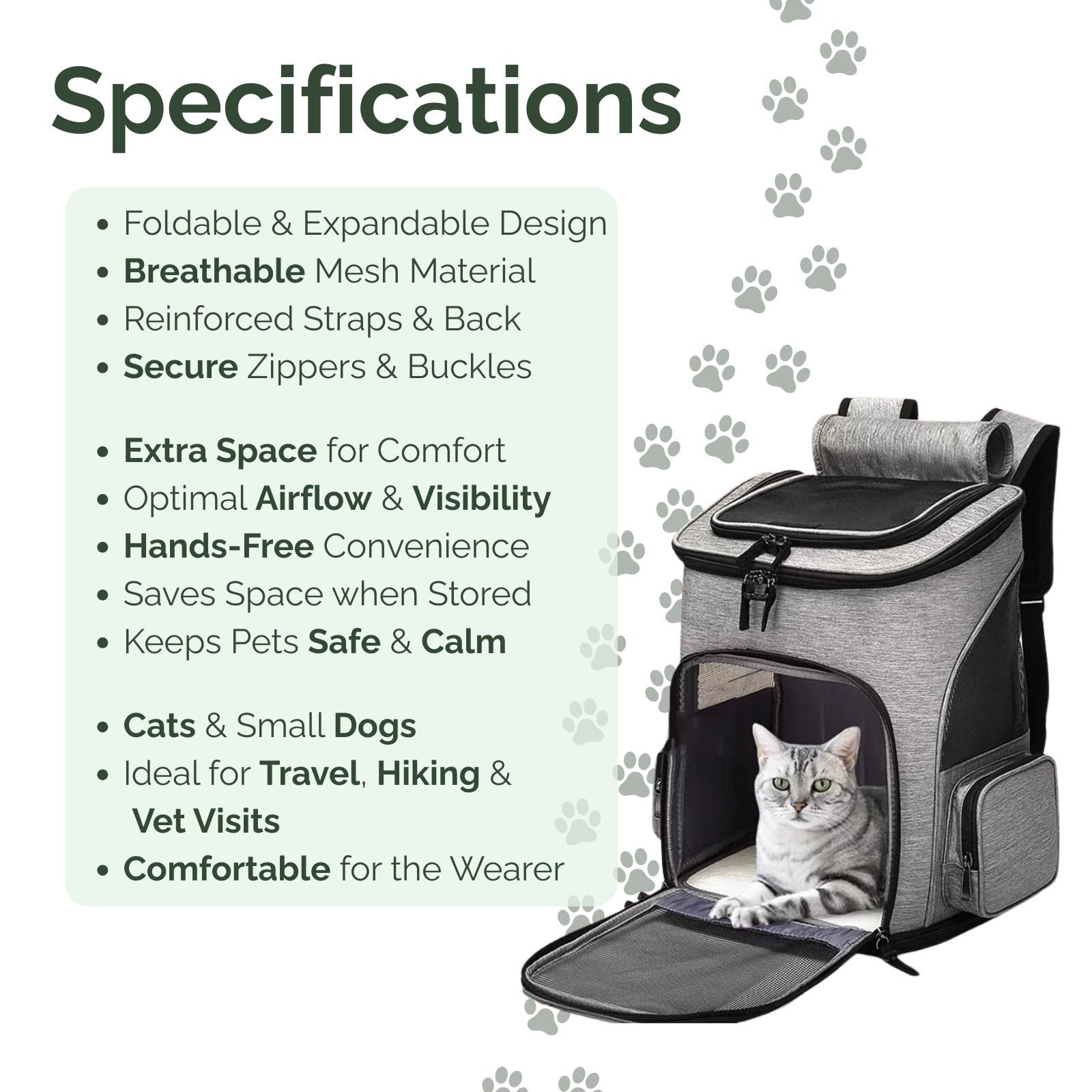 Atmungsaktiver Rucksack für Katzen und Hunde 1