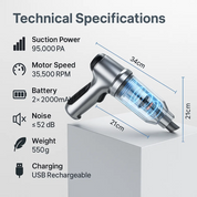 Auto -Staubsauger - leistungsstarker und kompaktes Auto Vac für schnelle Reinigung 6