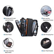 BANGE 35–45 l Reiserucksack, Handgepäck-Rucksack, strapazierfähige, umwandelbare Reisetasche, passend für 17,3-Zoll-Laptops, für Männer und Frauen 1