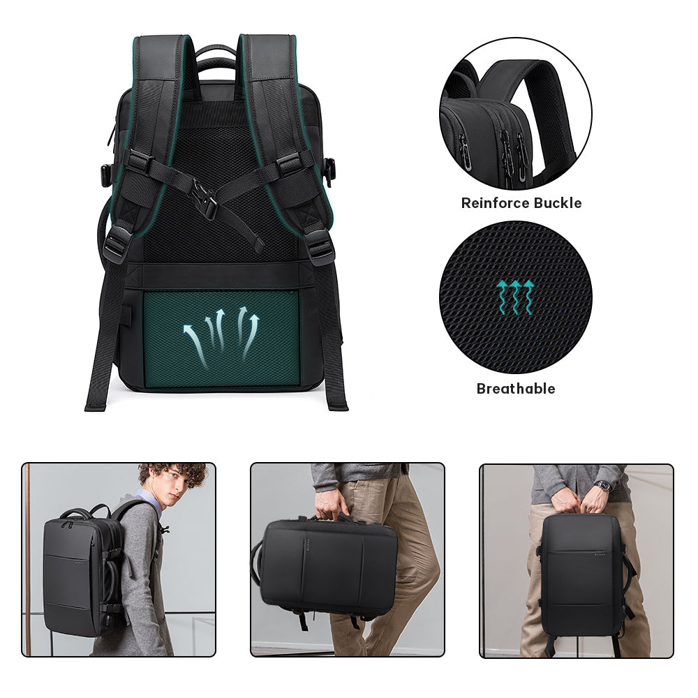 BANGE 45L Business-Reiserucksack, Handgepäck-Rucksack, langlebige, umwandelbare Reisetasche, passend für 17,3-Zoll-Laptops, für Männer und Frauen 5