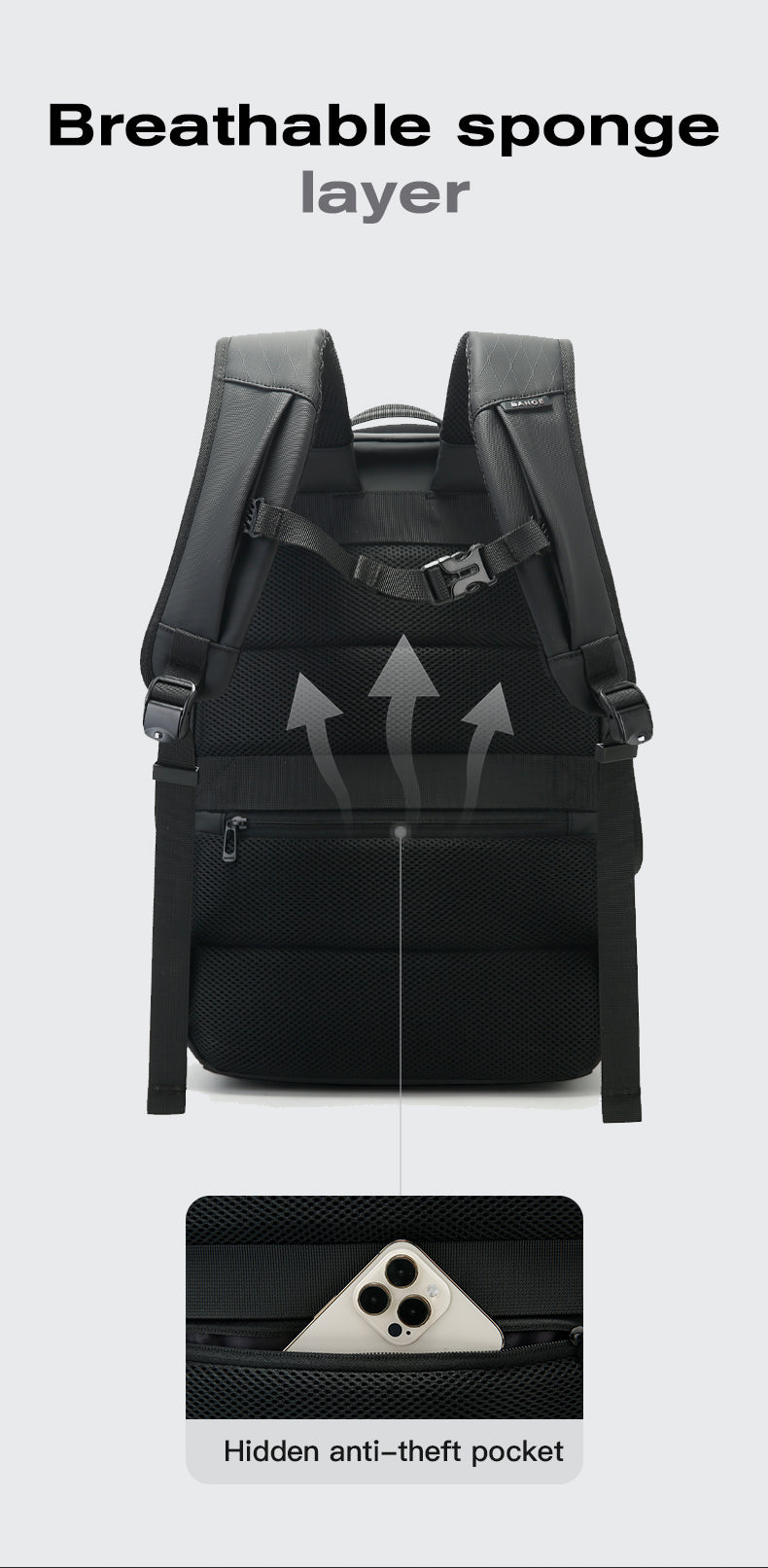 BANGE Bestseller: Schlanker, wasserdichter 15,6-Zoll-Laptop-Rucksack für Business und Schule 8