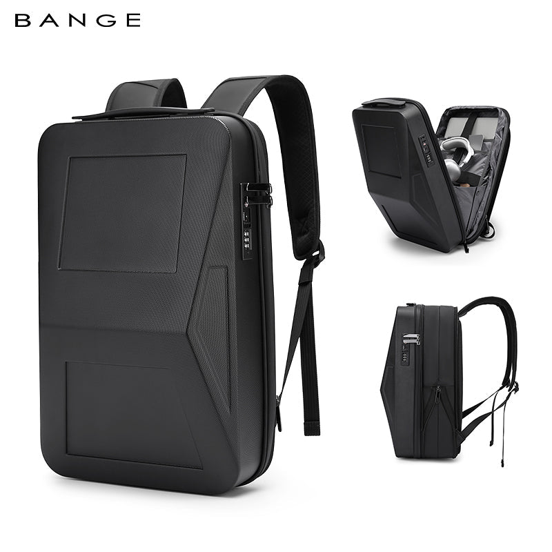 BANGE Erweiterbarer Anti-Diebstahl-Hartschalen-Rucksack mit USB-Anschluss und Organizer 1