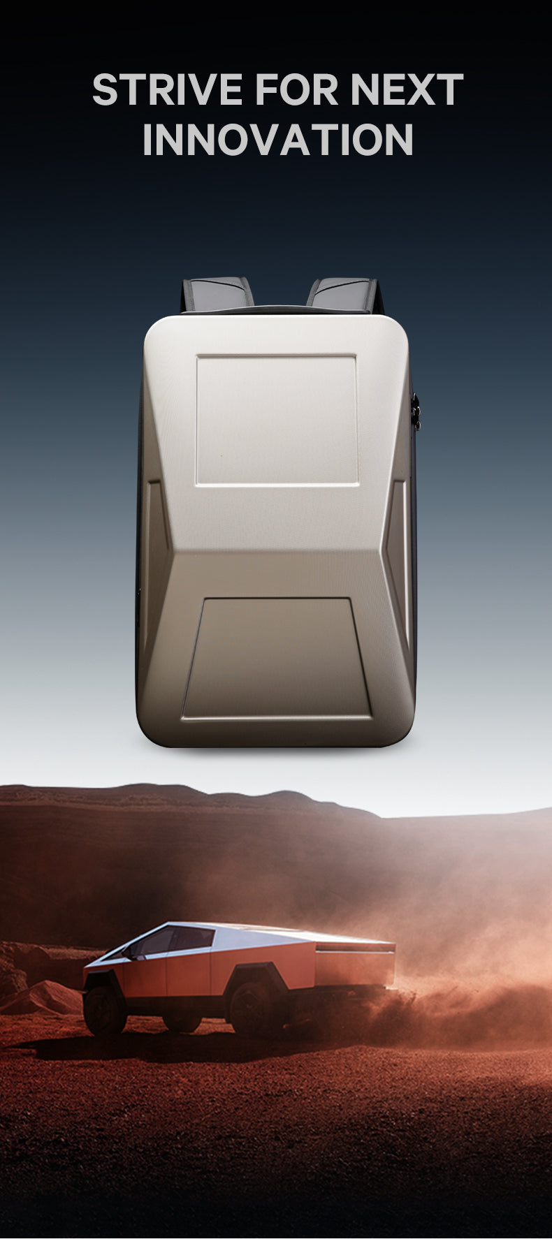 BANGE Erweiterbarer Anti-Diebstahl-Hartschalen-Rucksack mit USB-Anschluss und Organizer 2