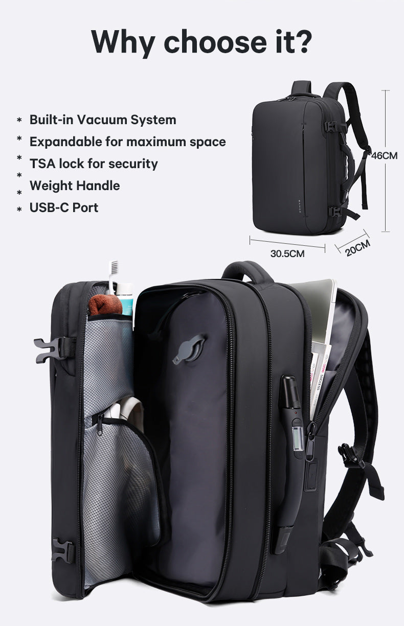 BANGE Heißer Verkauf Neue Ankunft 50L USB TSA Schloss Gewicht Griff Wasserdicht Männer Vakuum Kompression Laptop Rucksack 3