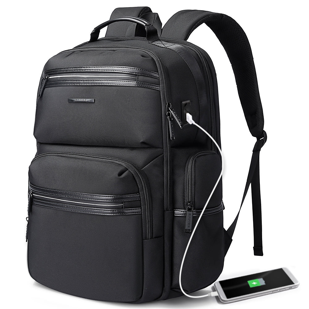 BANGE Laptop-Rucksack für Herren, Business-Reiserucksäcke mit USB-Ladeanschluss, Weekender-Handgepäck-Rucksack 0