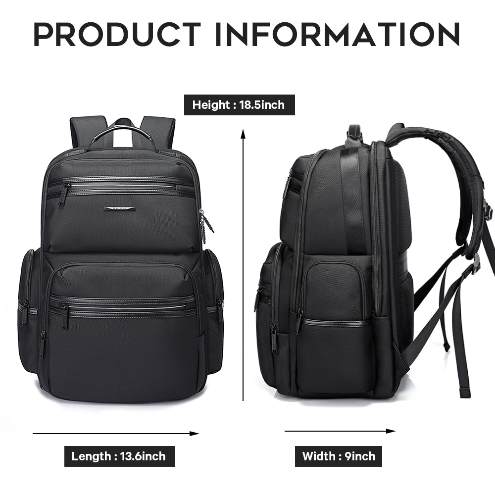 BANGE Laptop-Rucksack für Herren, Business-Reiserucksäcke mit USB-Ladeanschluss, Weekender-Handgepäck-Rucksack 3