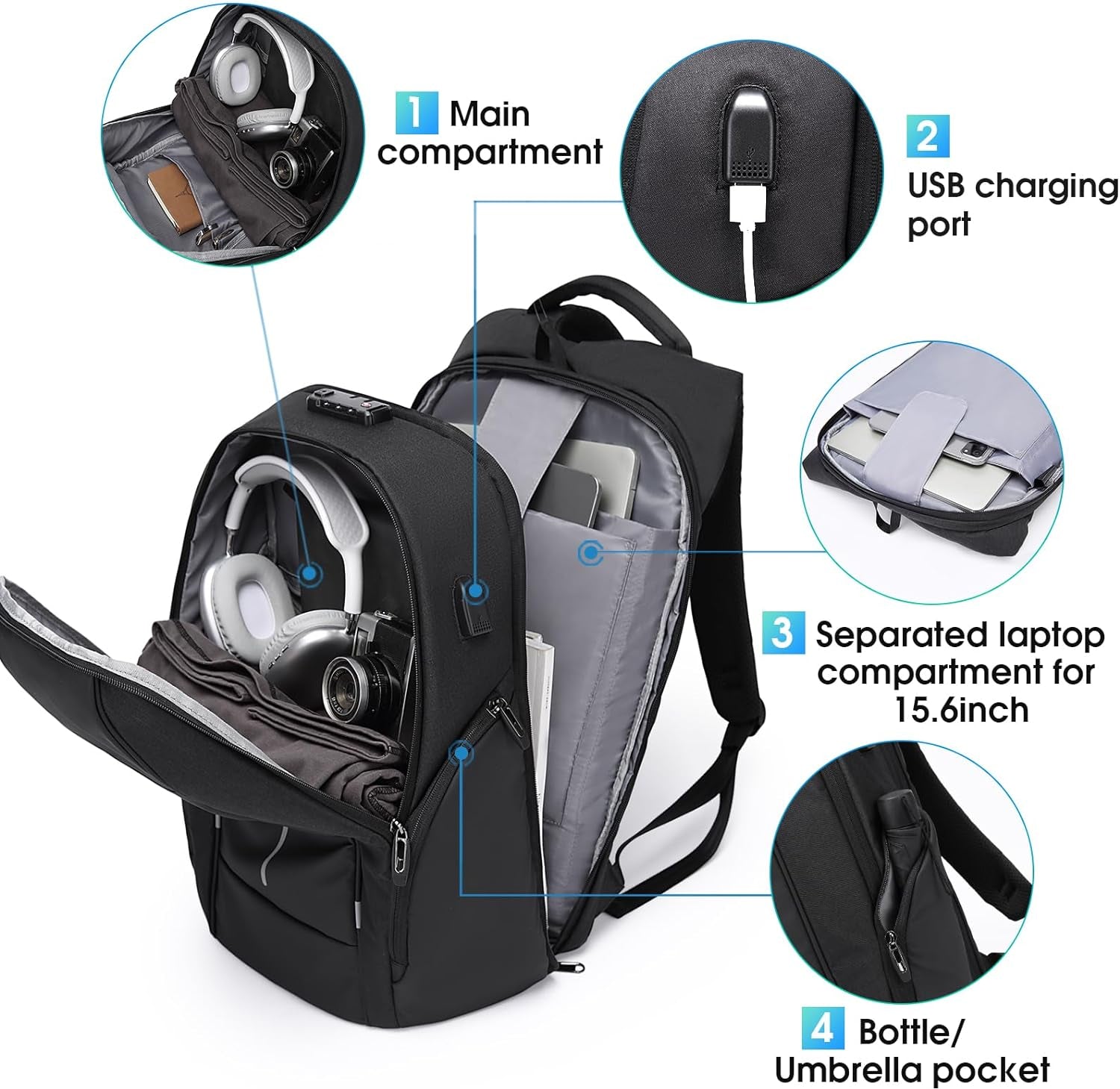 BANGE Leichter Reiserucksack, Laptop-Rucksack für 15,6-Zoll-Notebooks, modische Arbeitsrucksäcke für den Alltag für Männer und Frauen 2