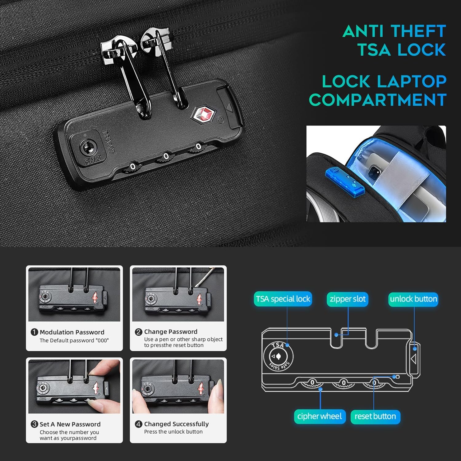 BANGE Leichter Reiserucksack, Laptop-Rucksack für 15,6-Zoll-Notebooks, modische Arbeitsrucksäcke für den Alltag für Männer und Frauen 3