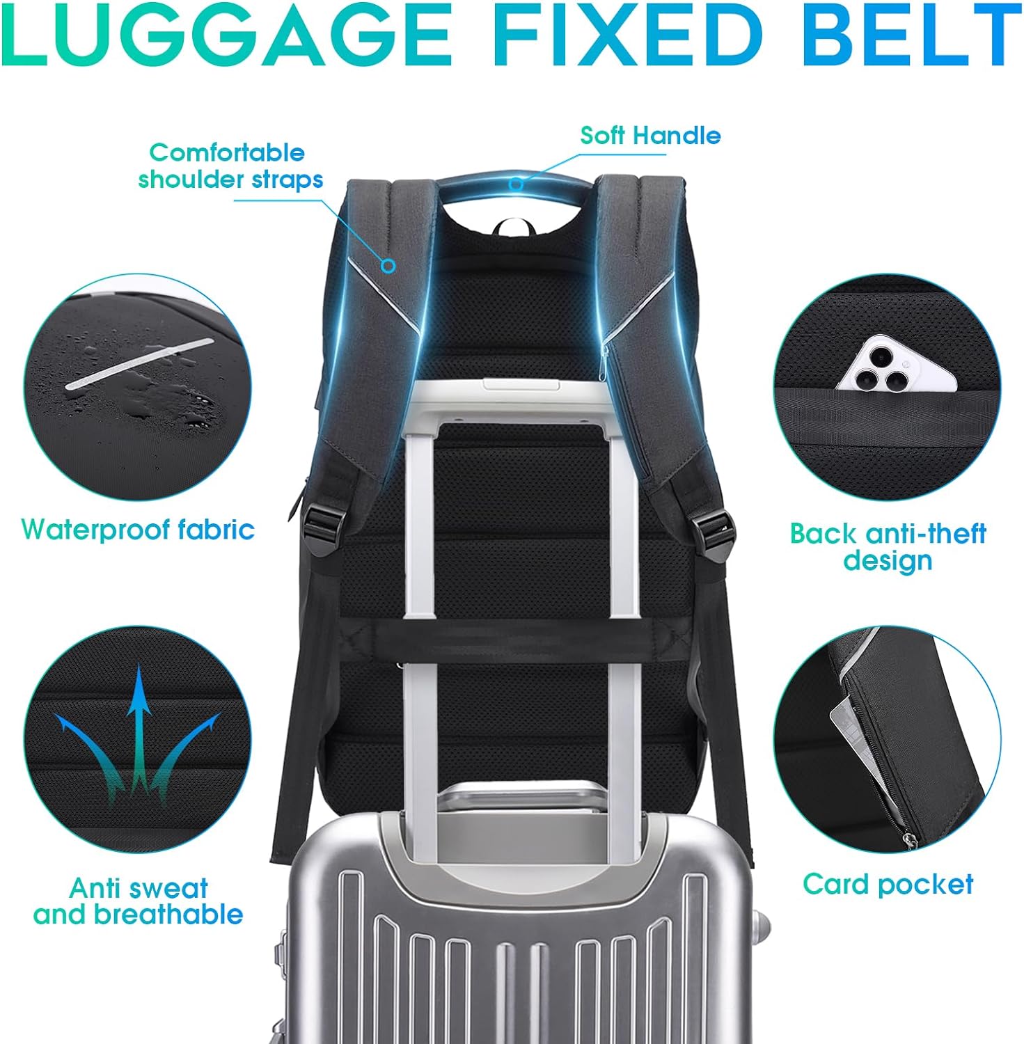 BANGE Leichter Reiserucksack, Laptop-Rucksack für 15,6-Zoll-Notebooks, modische Arbeitsrucksäcke für den Alltag für Männer und Frauen 7