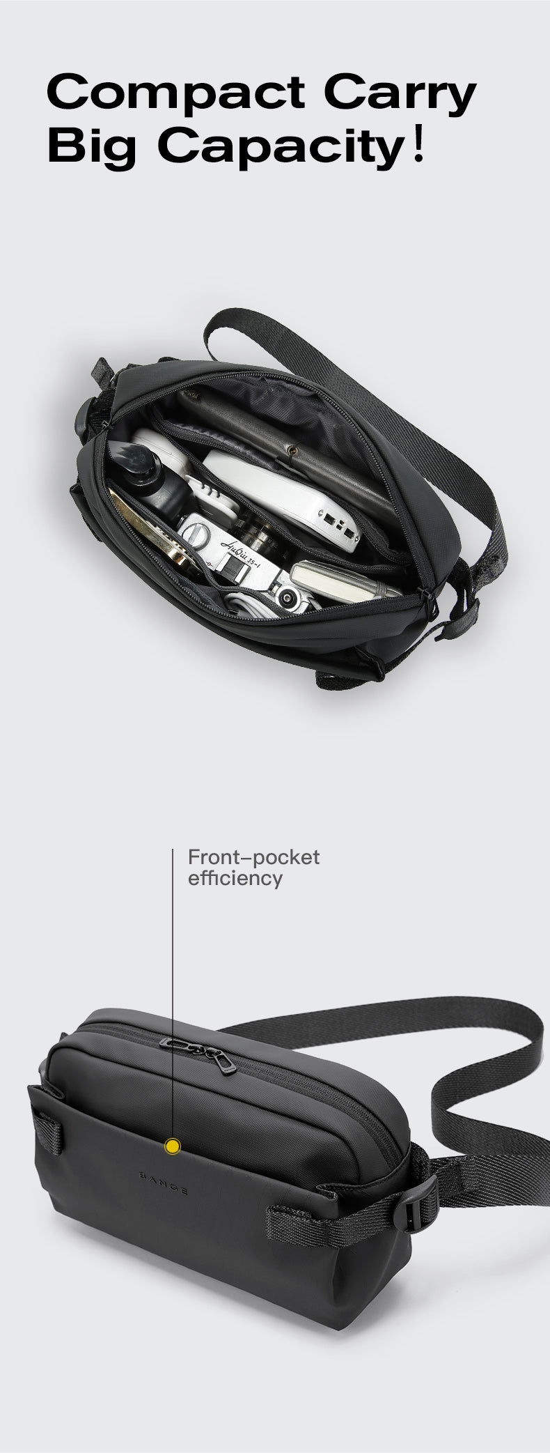 BANGE Minimalistische, wasserdichte Urban Crossbody-Schultertasche für Pendeln/Reisen 2