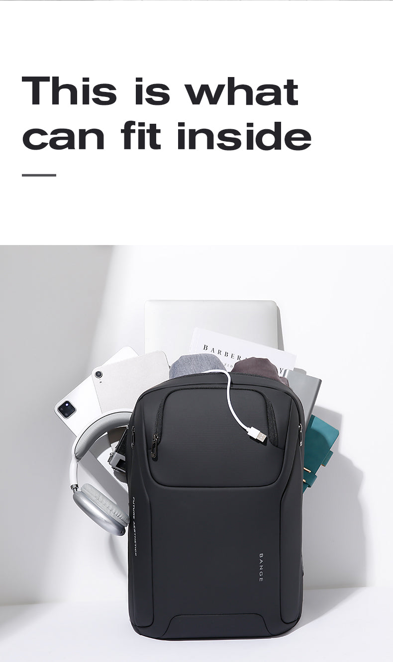 BANGE Minimalistischer Pendler-Business-Rucksack mit USB-Anschluss 4