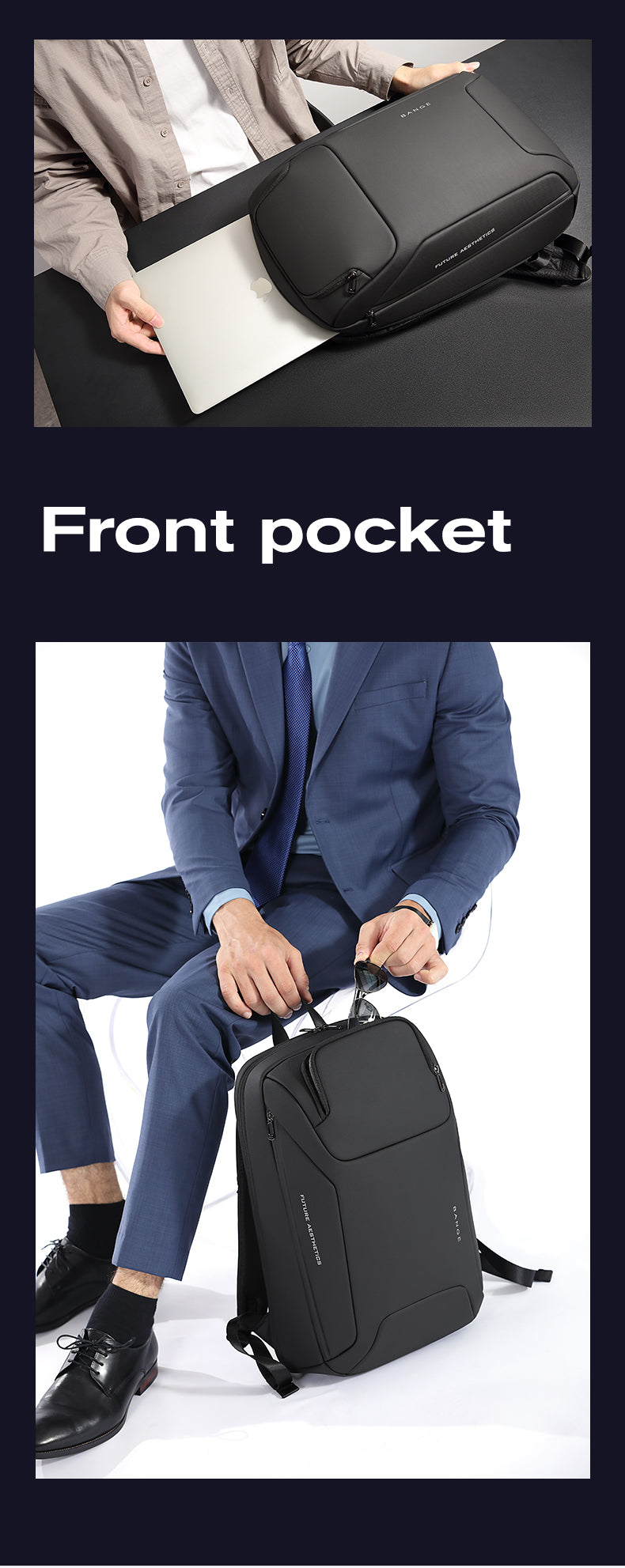 BANGE Minimalistischer Pendler-Business-Rucksack mit USB-Anschluss 8