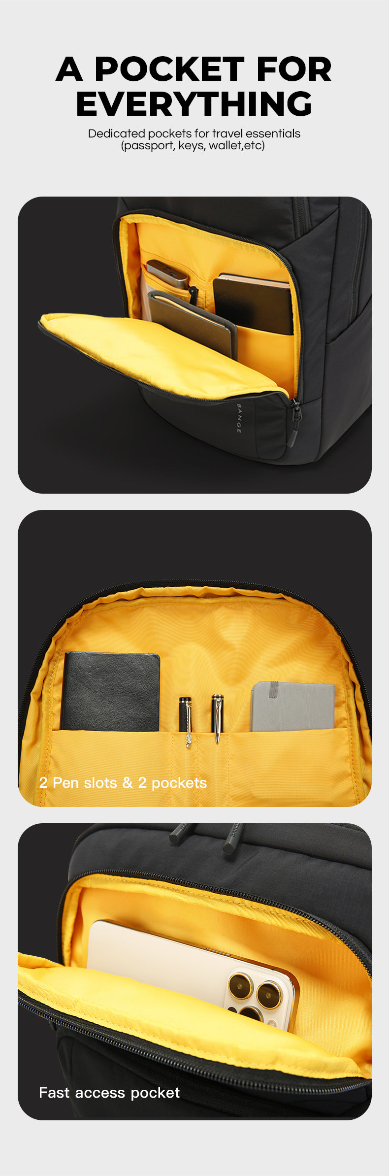 BANGE Neue Reise Wasserdicht Weich Leicht Student Casual Bag Männer Laptop Rucksack 5