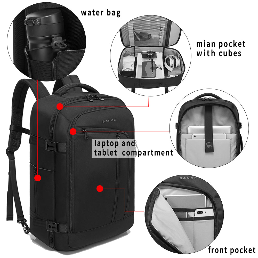 BANGE Reise-Rucksack für Herren, 40 Liter, FAA-flugzugelassene Wochenendtasche (Rucksack mit 3 Fächern) 5