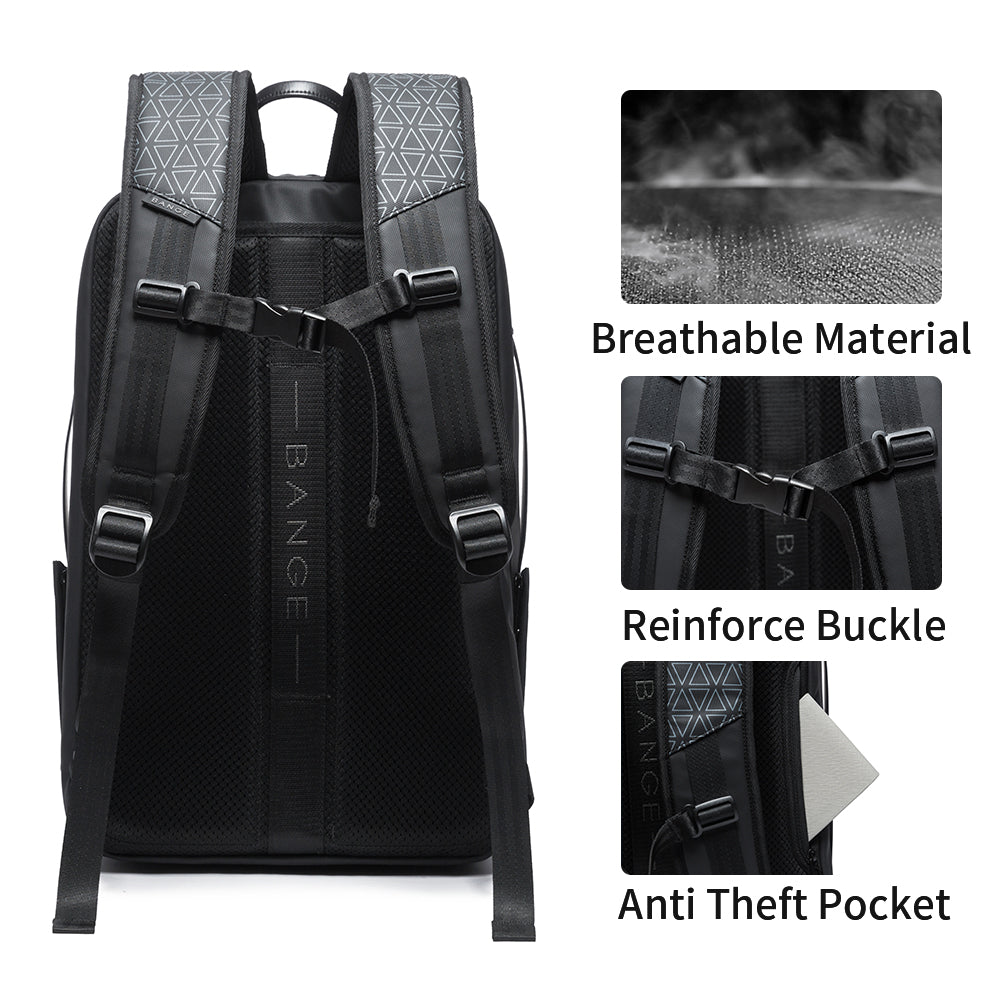 BANGE Reiserucksäcke, Weekender-Handgepäck-Rucksack, wasserdichter Herren-Business-Laptop-Rucksack für 15,6 Zoll 5
