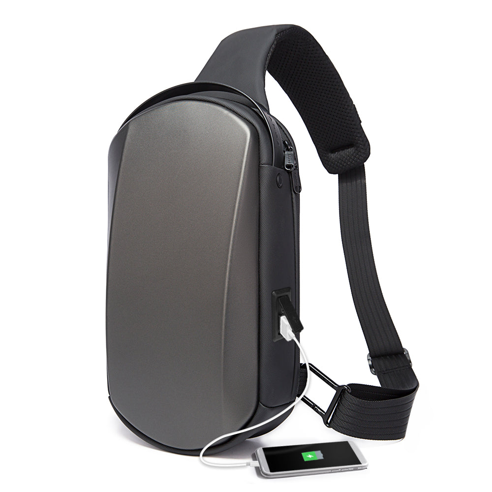 BANGE Sling Bag Wasserdichter Shell Crossbody Bag Rucksack für Männer mit USB-Ladeanschluss 0
