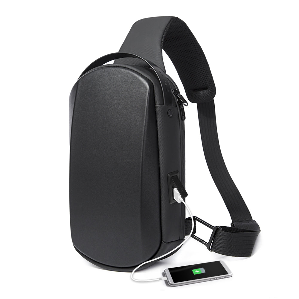 BANGE Sling Bag Wasserdichter Shell Crossbody Bag Rucksack für Männer mit USB-Ladeanschluss 1