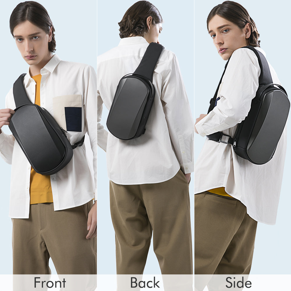 BANGE Sling Bag Wasserdichter Shell Crossbody Bag Rucksack für Männer mit USB-Ladeanschluss 6