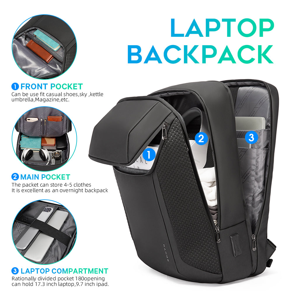 BANGE Smart Business Laptop-Rucksack, wasserdicht, für 15,6-17,3 Zoll Laptops mit 3.0 USB-Ladeanschluss für Männer und Frauen 2
