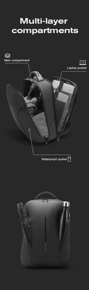 BANGE Stilvoller wasserdichter Urban Commuter Laptop-Rucksack USB-Anschluss & 15,6-Zoll-Laptop 6