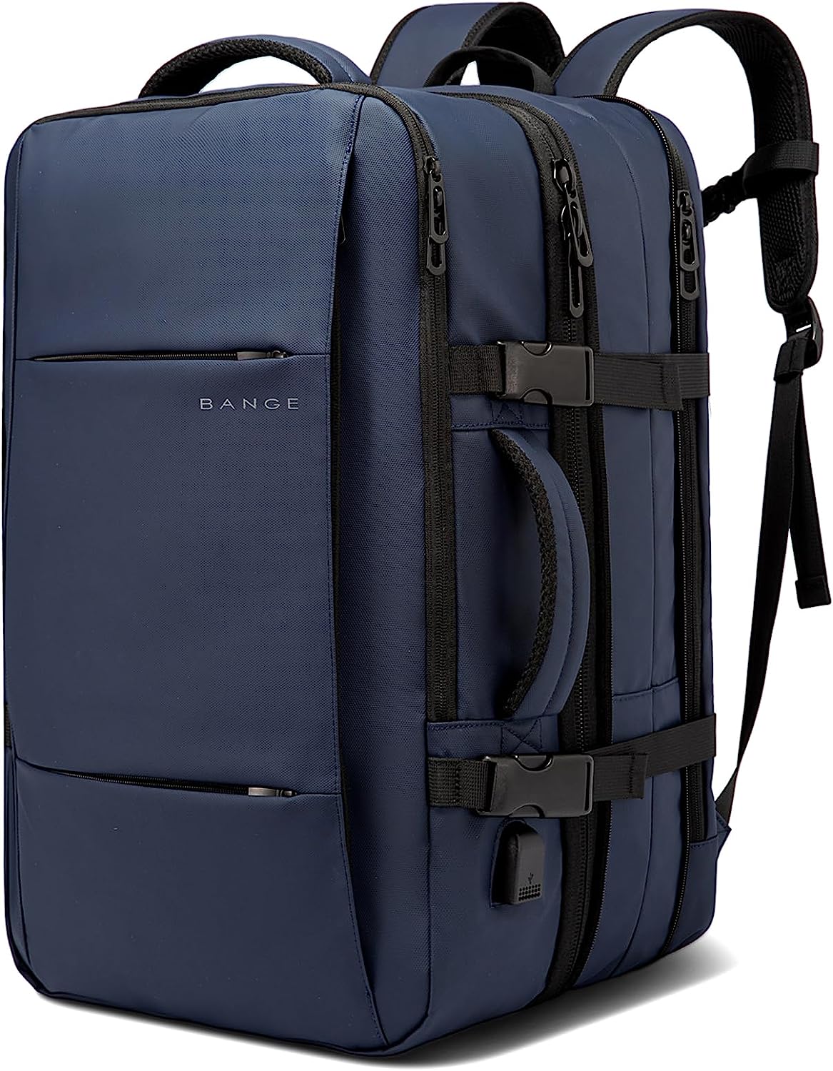 BANGE Weekender-Handgepäck-Rucksack, 45 l erweiterbarer Reiserucksack für Flugzeuge, umwandelbarer Rucksack-Aktenkoffer für unterwegs, wasserabweisender 17,3-Zoll-Laptop-Rucksack für Männer und Frauen … 6